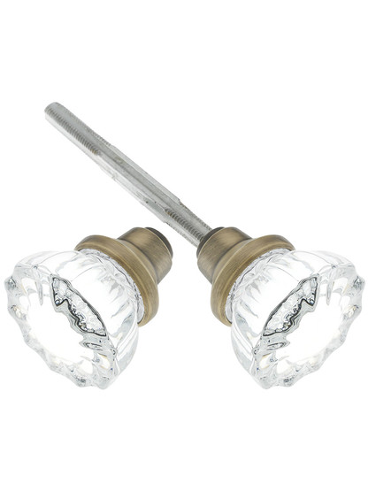 Pair of Fluted Crystal Door Knobs With Solid Brass Base